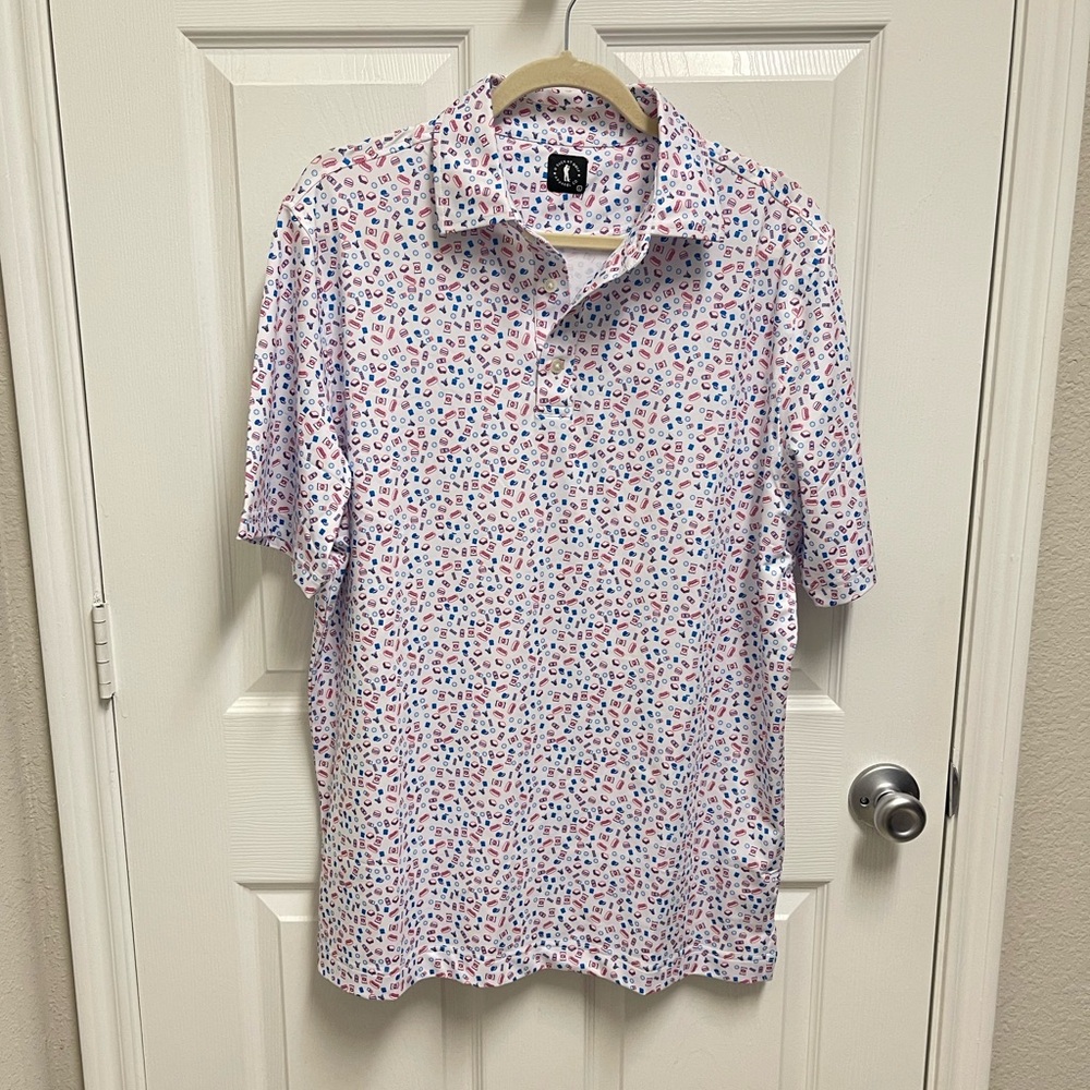 U Suck At Golf White Pattern Golf Polo